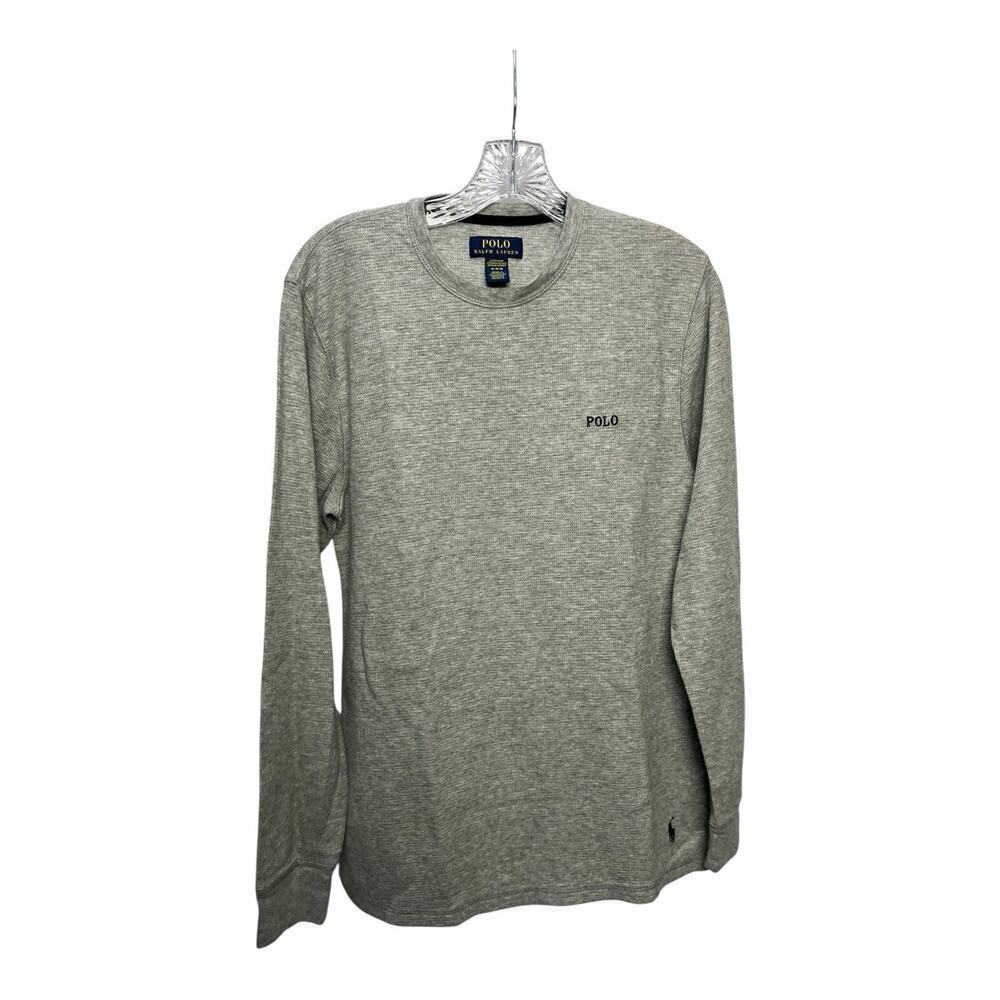 Polo Ralph Lauren Waffle Knit Thermal Shirt Men's M Gray Long Sleeve Pony